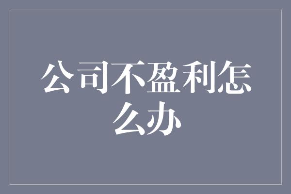 公司不盈利怎么办