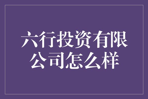 六行投资有限公司怎么样