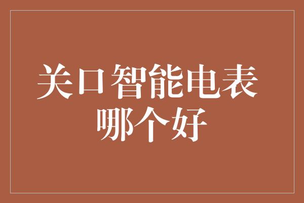 关口智能电表 哪个好