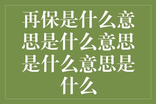 再保是什么意思是什么意思是什么意思是什么