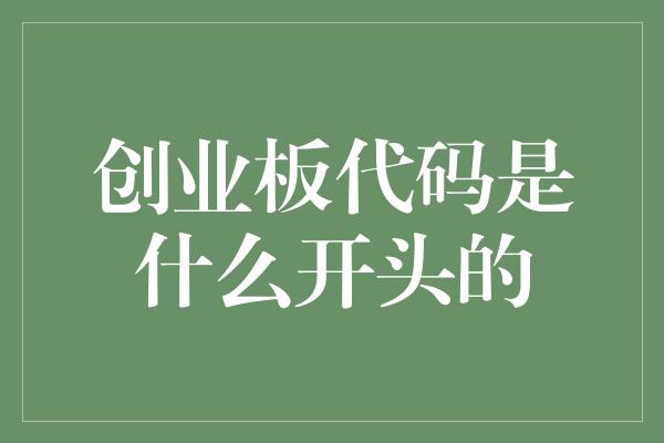 创业板代码是什么开头的