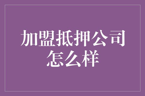 加盟抵押公司怎么样