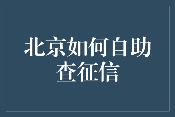 北京如何自助查征信