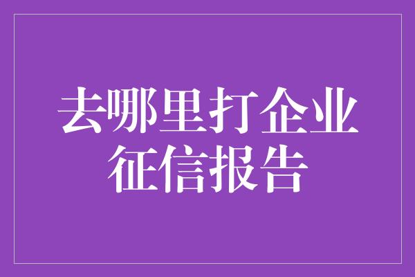 去哪里打企业征信报告