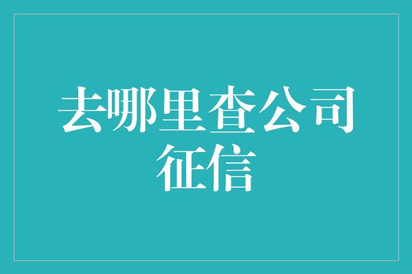 去哪里查公司征信