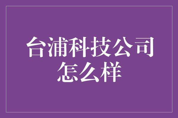 台浦科技公司怎么样