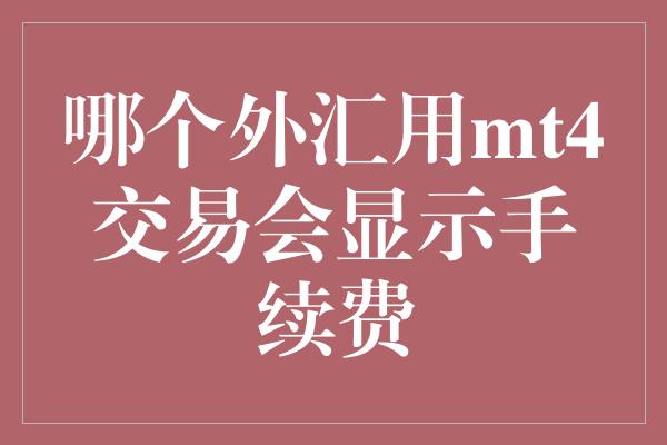 哪个外汇用mt4交易会显示手续费