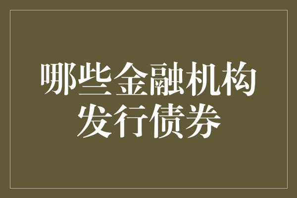 哪些金融机构发行债券