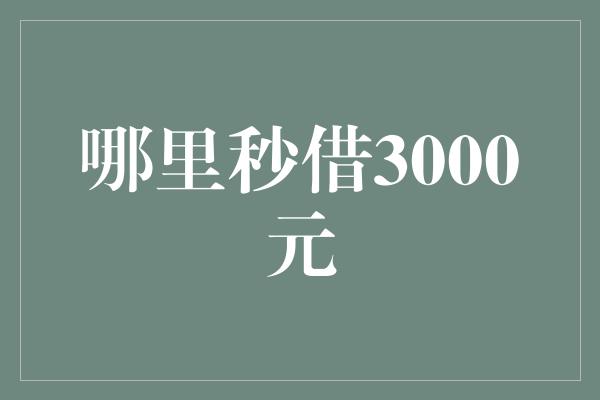 哪里秒借3000元