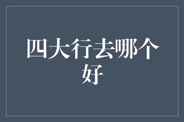 四大行去哪个好