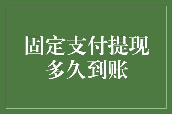 固定支付提现多久到账