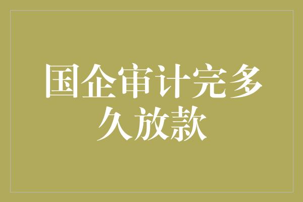 国企审计完多久放款