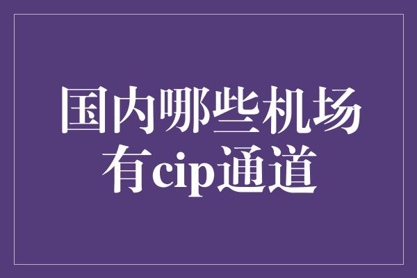 国内哪些机场有cip通道