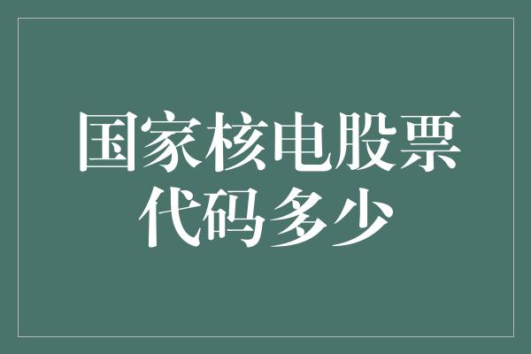 国家核电股票代码多少