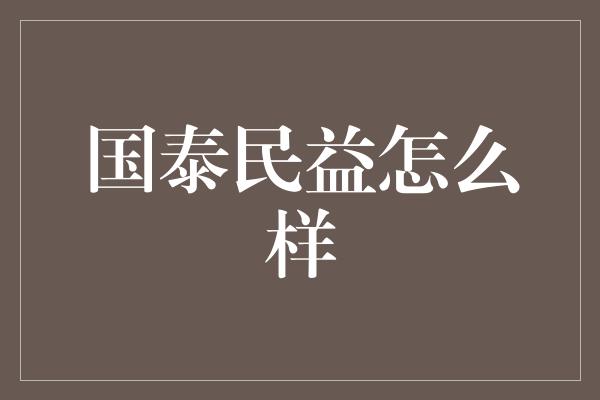 国泰民益怎么样