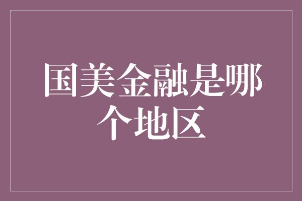 国美金融是哪个地区