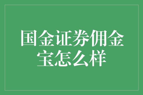 国金证券佣金宝怎么样