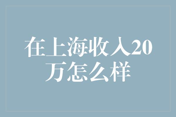 在上海收入20万怎么样