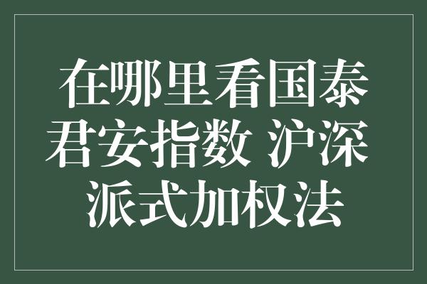 在哪里看国泰君安指数 沪深 派式加权法