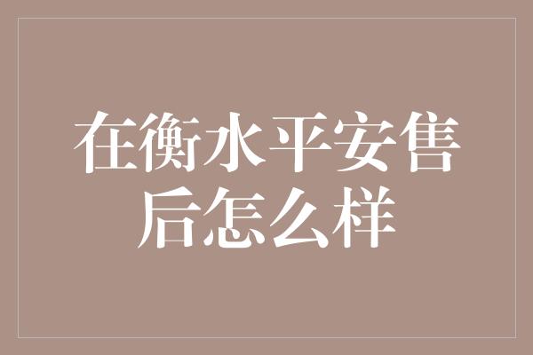 在衡水平安售后怎么样