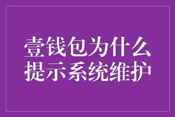 壹钱包为什么提示系统维护