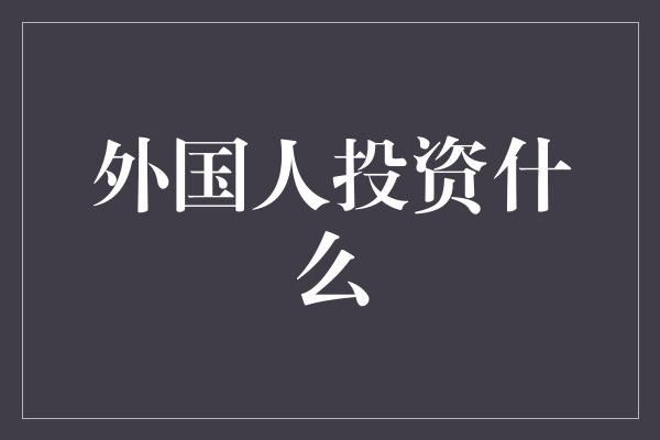 外国人投资什么