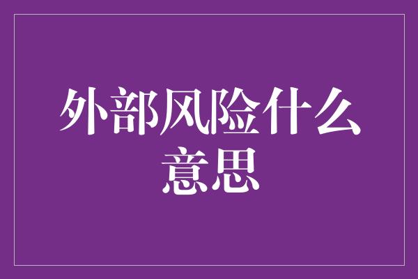 外部风险什么意思