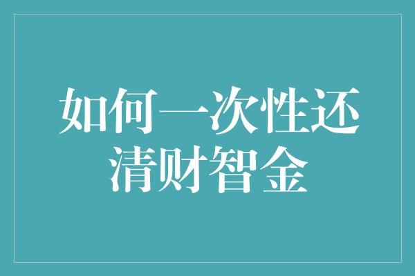 如何一次性还清财智金