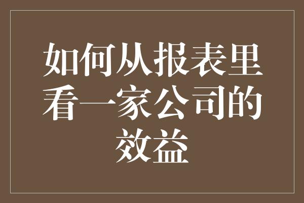 如何从报表里看一家公司的效益