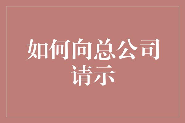 如何向总公司请示