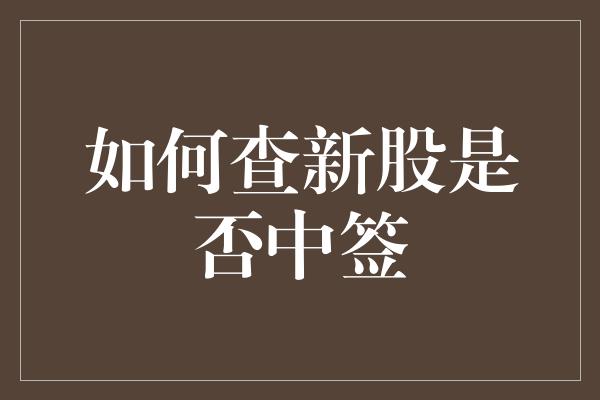 如何查新股是否中签