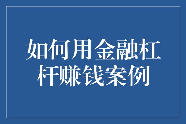 如何用金融杠杆赚钱案例