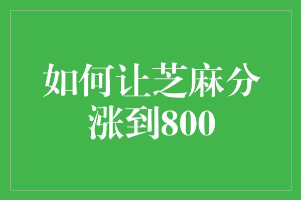 如何让芝麻分涨到800