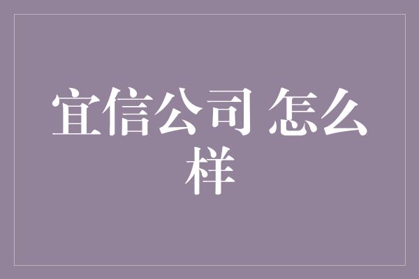 宜信公司 怎么样