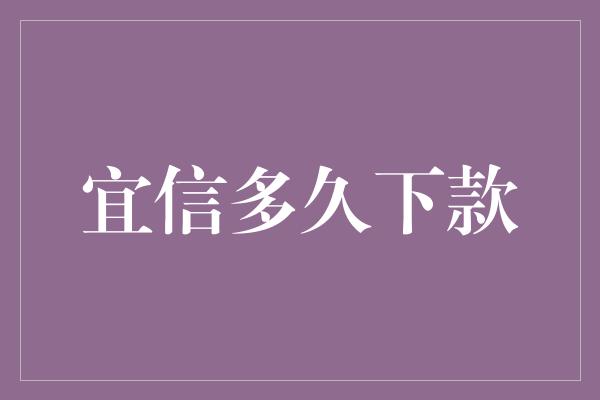 宜信多久下款