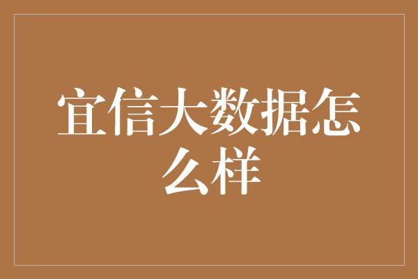 宜信大数据怎么样