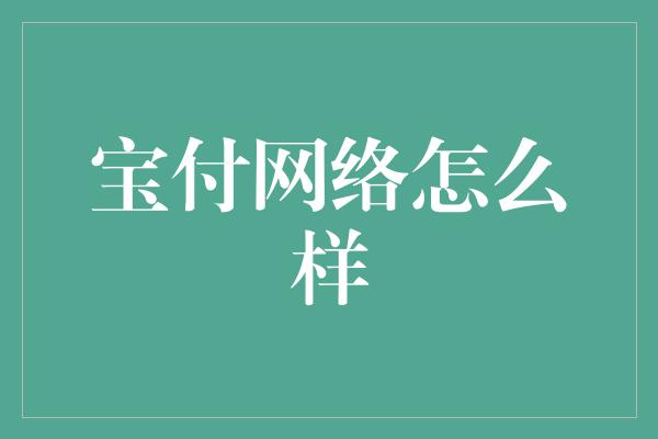 宝付网络怎么样