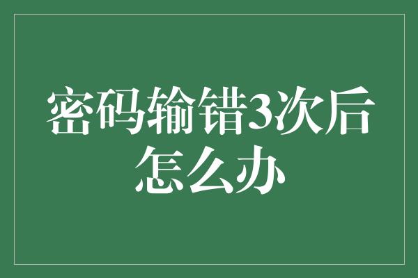 密码输错3次后怎么办