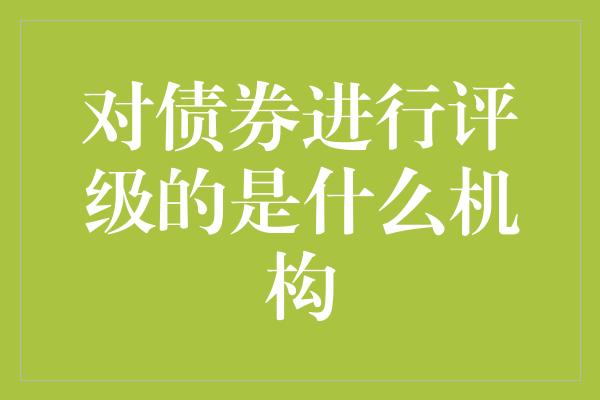 对债券进行评级的是什么机构