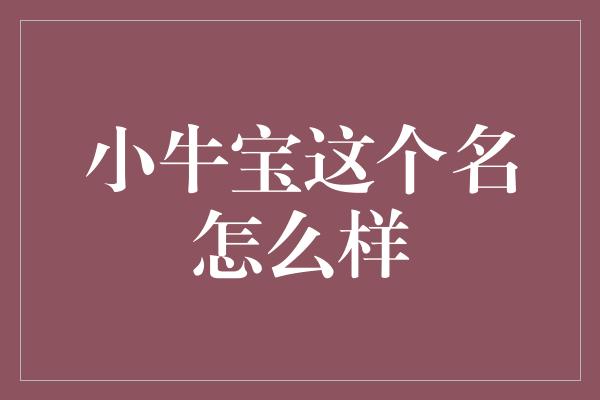 小牛宝这个名怎么样