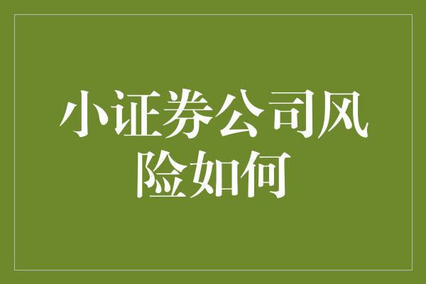 小证券公司风险如何