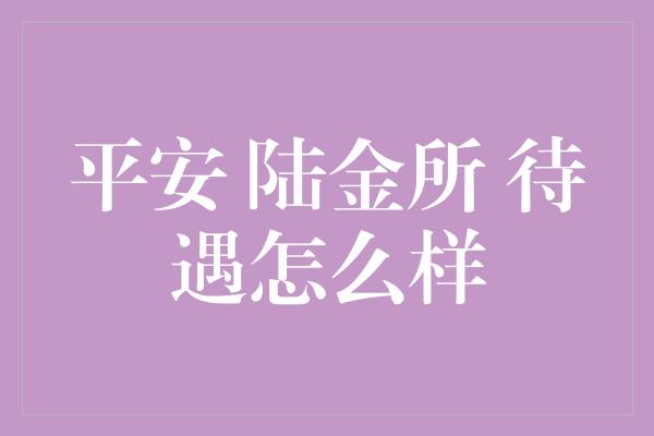 平安 陆金所 待遇怎么样