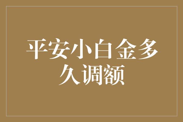 平安小白金多久调额