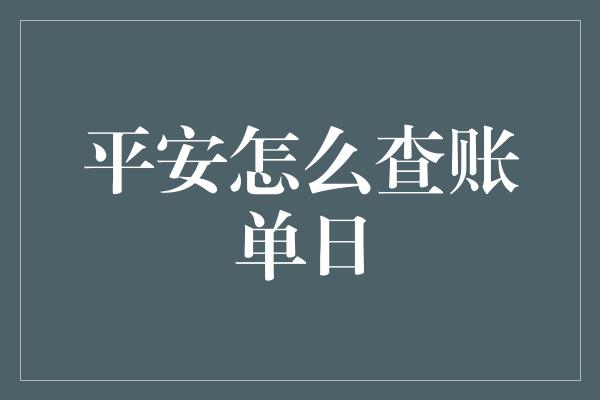 平安怎么查账单日