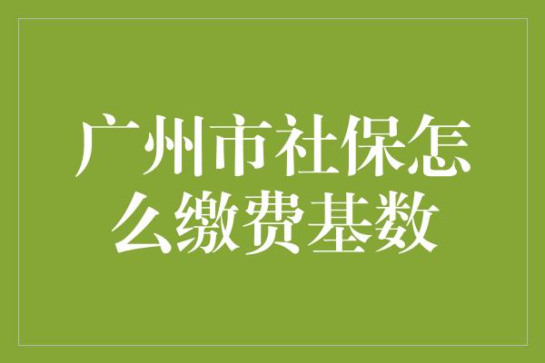 广州市社保怎么缴费基数