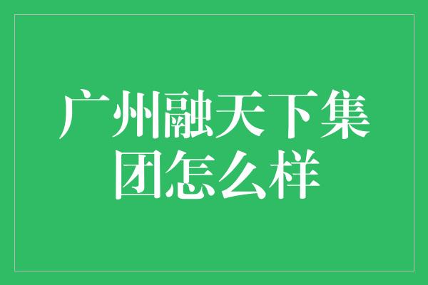 广州融天下集团怎么样