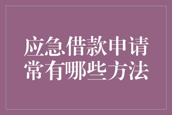 应急借款申请常有哪些方法