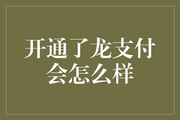 开通了龙支付会怎么样