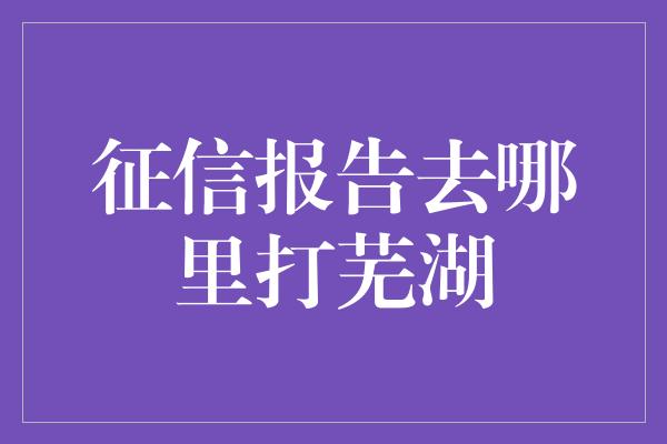 征信报告去哪里打芜湖