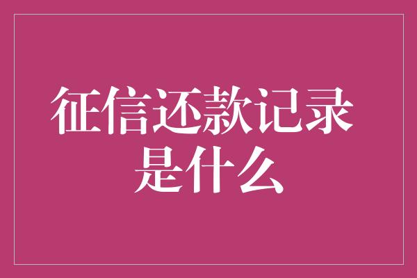 征信还款记录 是什么